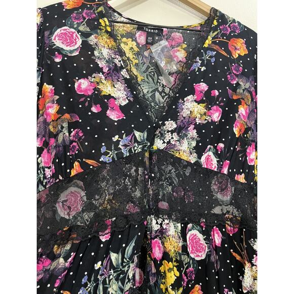 NWT Whimsigoth Cottagecore Floral Lace Trim Kimono Duster 00 Boho Romantic Goth - Picture 9 of 16